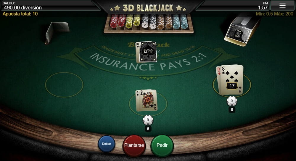 Jugabilidad del blackjack en 3D