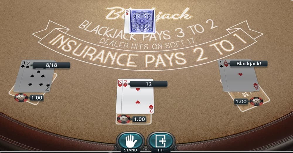 El terreno de juego del blackjack americano