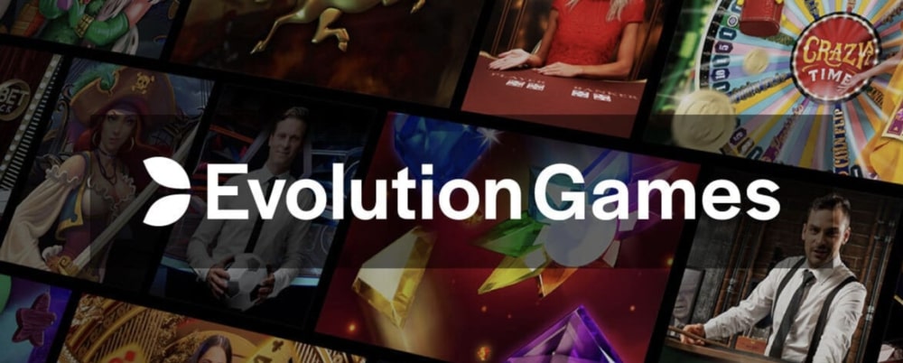 Evolution Gaming logotipo en el fondo de muchos juegos en línea